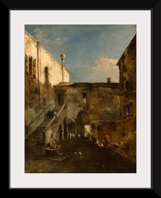 "A Venetian Courtyard", Francesco Guardi