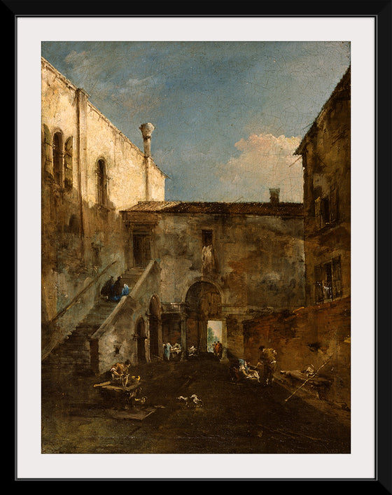 "A Venetian Courtyard", Francesco Guardi