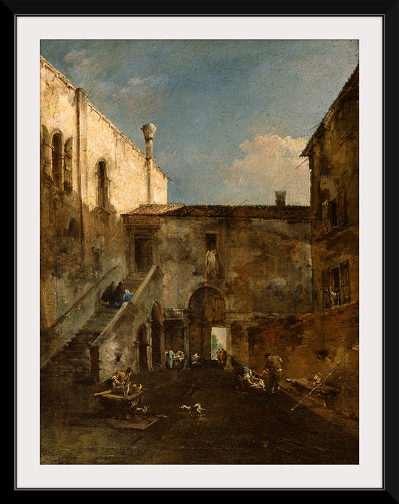 "A Venetian Courtyard", Francesco Guardi