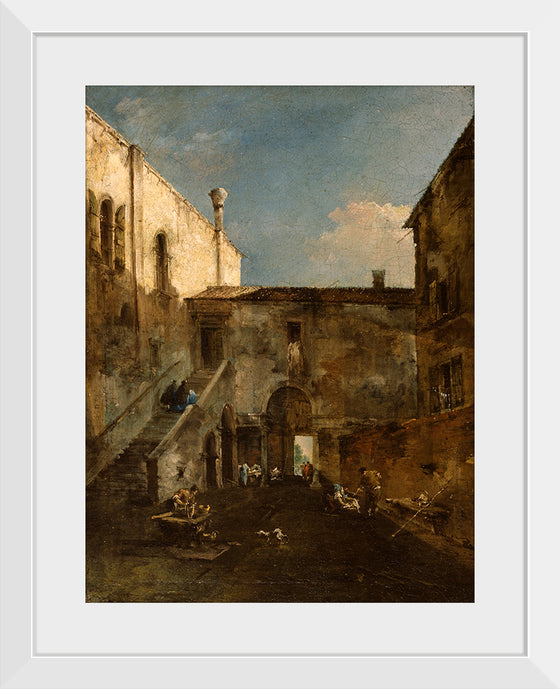 "A Venetian Courtyard", Francesco Guardi