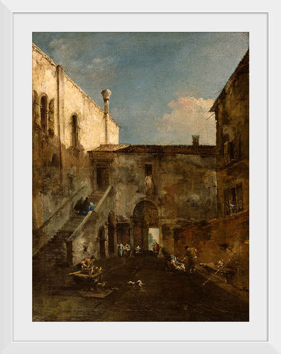 "A Venetian Courtyard", Francesco Guardi