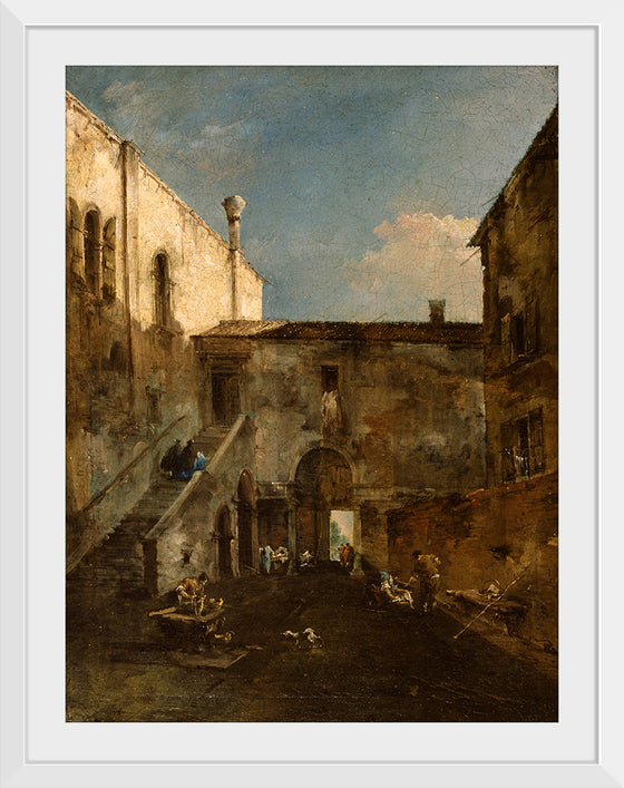 "A Venetian Courtyard", Francesco Guardi