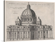  The “Speculum Romanae Magnificentiae: St. Peter’s” print is a captivating showcase of the exterior of the iconic St. Peter’s Basilica in Vatican City. The image, rich in detail and precision, highlights the architectural grandeur of this historic edifice. Every line and curve is meticulously drawn, revealing the basilica’s majestic domes and intricate facades.