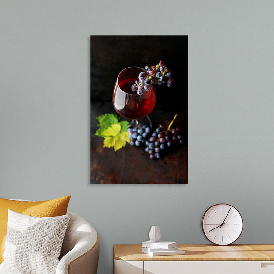 "Macro Wine Glass with Grapes"