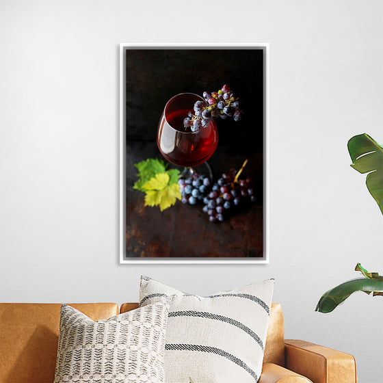 "Macro Wine Glass with Grapes"