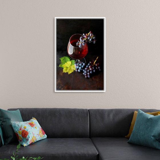 "Macro Wine Glass with Grapes"