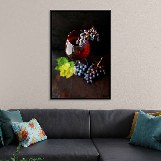 "Macro Wine Glass with Grapes"