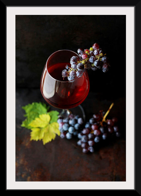 "Macro Wine Glass with Grapes"