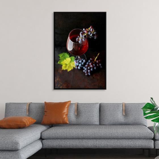 "Macro Wine Glass with Grapes"