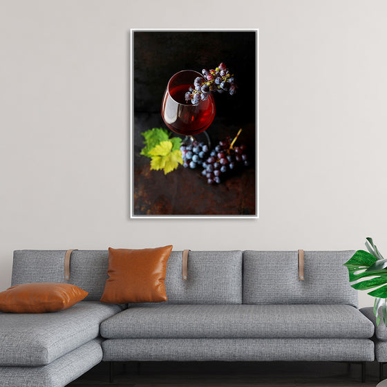 "Macro Wine Glass with Grapes"