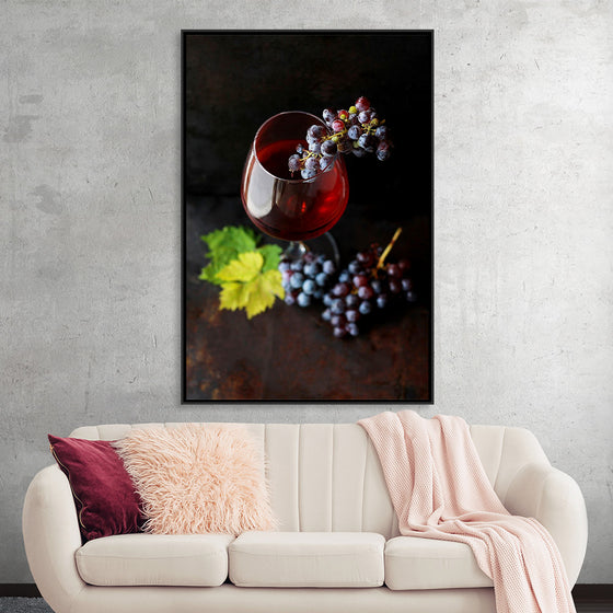 "Macro Wine Glass with Grapes"