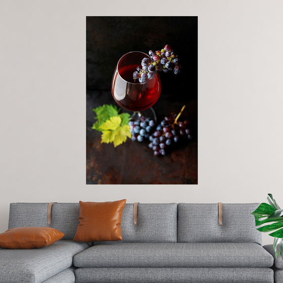 "Macro Wine Glass with Grapes"