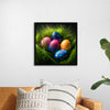 "Colorful Easter Eggs In The Grass"