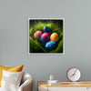 "Colorful Easter Eggs In The Grass"