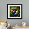 "Colorful Easter Eggs In The Grass"