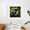 "Colorful Easter Eggs In The Grass"