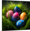 “Colorful Easter Eggs In The Grass” is a beautiful print that captures the essence of Easter. The print features a group of brightly colored eggs nestled in the grass, creating a vibrant and playful image.