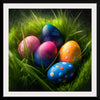 "Colorful Easter Eggs In The Grass"