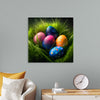 "Colorful Easter Eggs In The Grass"