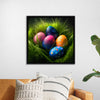 "Colorful Easter Eggs In The Grass"