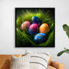 "Colorful Easter Eggs In The Grass"