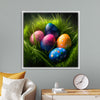 "Colorful Easter Eggs In The Grass"