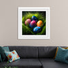 "Colorful Easter Eggs In The Grass"