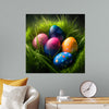 "Colorful Easter Eggs In The Grass"