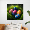 "Colorful Easter Eggs In The Grass"