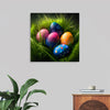 "Colorful Easter Eggs In The Grass"