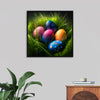 "Colorful Easter Eggs In The Grass"