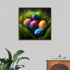 "Colorful Easter Eggs In The Grass"