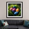 "Colorful Easter Eggs In The Grass"