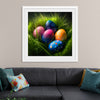 "Colorful Easter Eggs In The Grass"