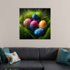 "Colorful Easter Eggs In The Grass"