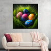 "Colorful Easter Eggs In The Grass"