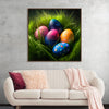 "Colorful Easter Eggs In The Grass"