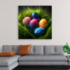 "Colorful Easter Eggs In The Grass"