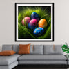 "Colorful Easter Eggs In The Grass"