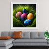 "Colorful Easter Eggs In The Grass"