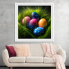 "Colorful Easter Eggs In The Grass"