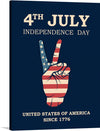 Celebrate America’s independence with this patriotic print! Featuring a peace sign hand adorned with the iconic American flag design, this artwork captures the spirit of pride and unity. The dark blue background bears the inscription “4th July Independence Day,” emphasizing the significance of the occasion. 