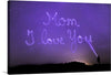 Illuminate your space with the tender and heartwarming message of this exquisite artwork. Captured against a backdrop of a star-studded night sky, the words “Mom, I Love You” are etched in radiant light, embodying an ethereal and celestial beauty. The silhouette of a lone figure accentuates the intimate and personal sentiment expressed in this piece. 