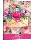 “Mother’s Day” is a captivating artwork that encapsulates the essence of maternal love and appreciation. The print features a meticulously painted envelope adorned with vibrant, blooming flowers, set against a backdrop of soft, romantic roses.