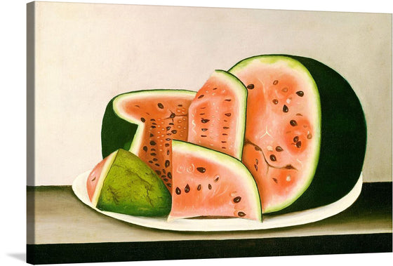 Experience the refreshing essence of summer with this vibrant print. The artwork features a meticulously sliced watermelon, its juicy pink flesh and contrasting black seeds evoking a sense of warmth and nostalgia. 