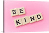 This captivating print features a photo-realistic arrangement of Scrabble tiles spelling out the powerful message: “Be Kind.” Against a soft pink background, the white tiles with black letters create a harmonious contrast. Hang this print in your home or office as a daily reminder to practice kindness and spread positivity. 