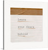 “Leave your fears behind” is an inspiring artwork that encourages us to embrace life without fear. The artwork features the phrase “Leave your fears behind” written in elegant typography on a white background with horizontal lines resembling lined paper. Each line has slight smudges giving it an artistic touch. 