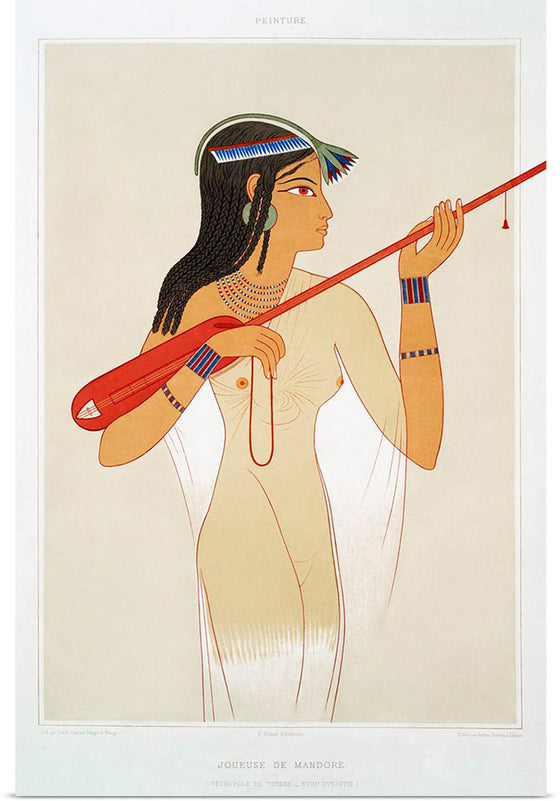"Mandore player from Histoire de l'art Egyptien (1878)", Emile Prisse d'Avennes
