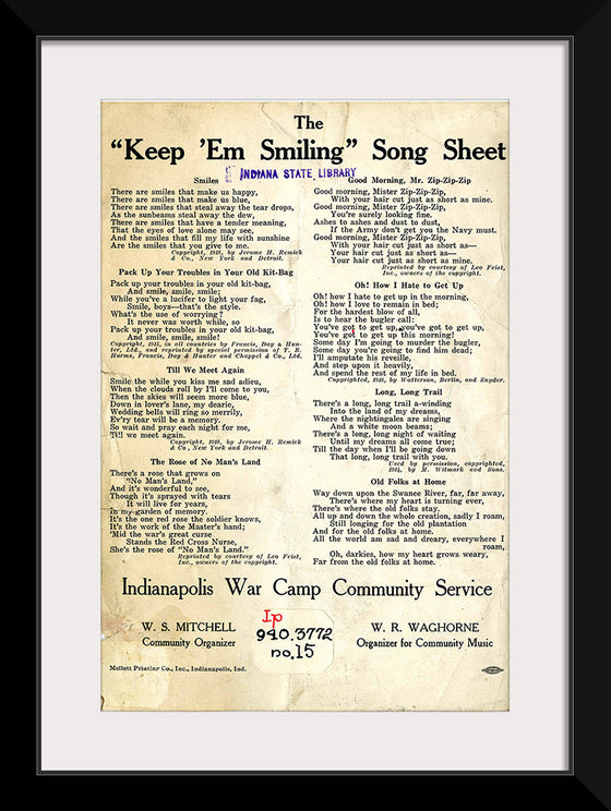 "Keep em Smiling", Indianapolis War Camp Community Service