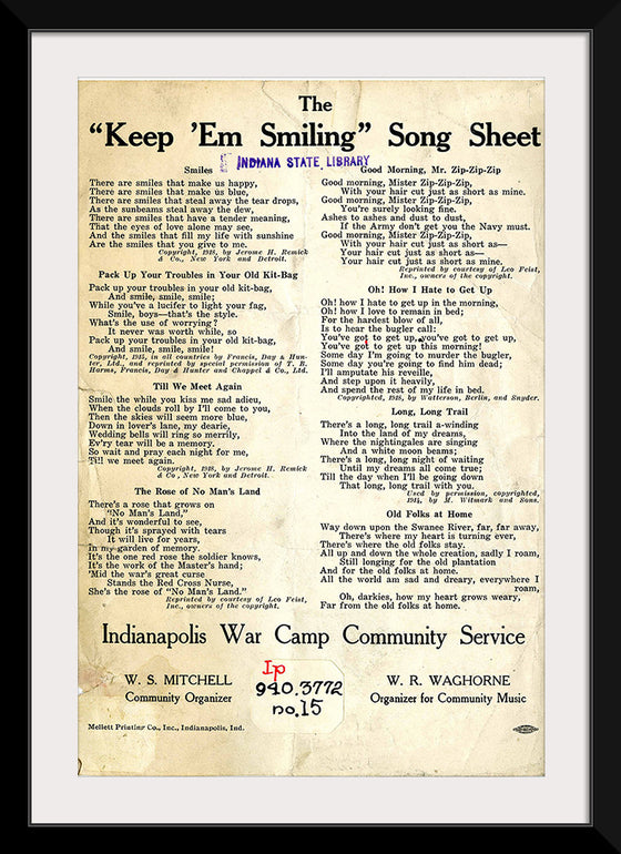 "Keep em Smiling", Indianapolis War Camp Community Service